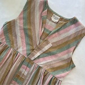 MIRTH Anguilla Rainbow Stripes Mini Dress Large